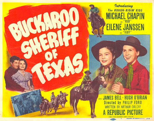 Title Card from "Buckaroo Sheriff of Texas" starring Michael Chapin and Eilene Janssen.