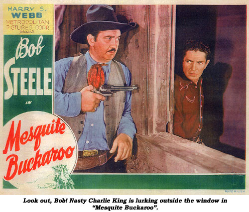 Look out, Bob! Nasty Charlie King is luring outside the window in "Mesquite Buckaroo".