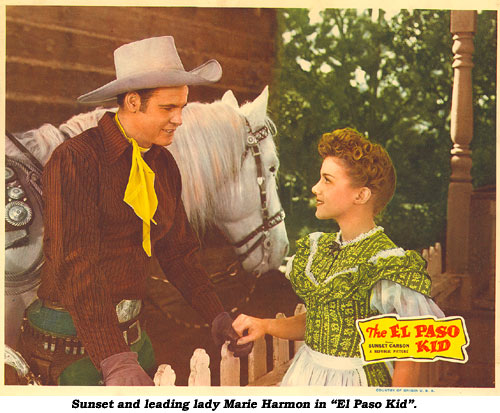 Sunset and leading lady Marie Harmon in "El Paso Kid".