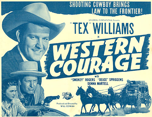 Title card for "Western Courage" starring Tex Williams.