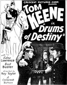 Newspaper ad for Tom Keene in "Drums of Destiny".
