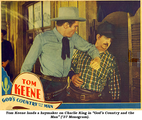 Tom Keene lands a haymaker on Charlie King in "God's Country and the Man" ('37 Monogram).