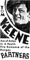 Newspaper ad for Tom Keene in "Partners".