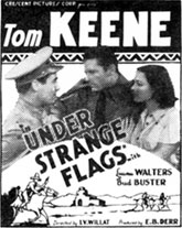 Newspaper ad for Tom Keene in "Under Strange Flags".