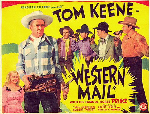 Title card for "Western Mail" starring Tom Keene.