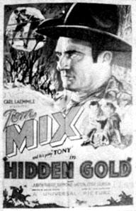 Poster for "Hidden Gold" starring Tom Mix.