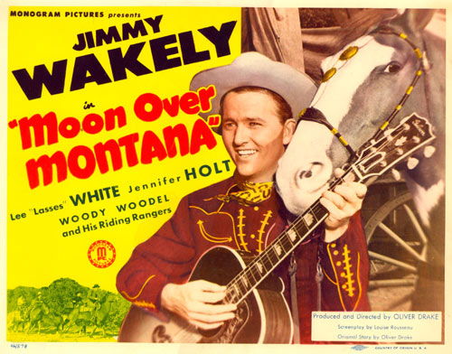 Title card for "Moon Over Montana" starring Jimmy Wakely.