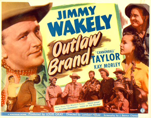Title card for "Outlaw Brand" starring Jimmy Wakely.
