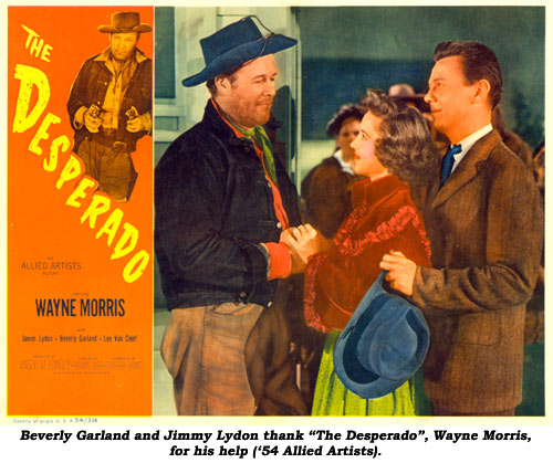 Beverly Garland and Jimmy Lyden thank "The Desperado", Wayne Morris, for his help ('54 Allied Artists).