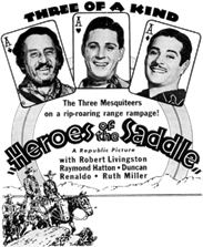 Ad for "Heroes of the Saddle".