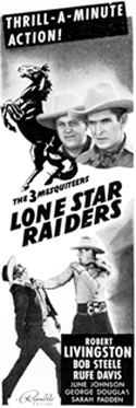 Ad for The 3 Mesquiteers in "Lone Star Raiders".