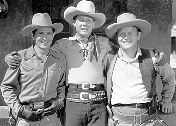 Bob Steele, Bob Livingston and Rude Davis as The 3 Mesquiteers.